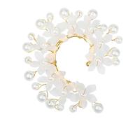 Healvian 2pcs Pearl Jacket Cuff Earrings Wraps For Women Front Back Flower Non Piercing Clips On Earrings Jewelry For Halloween Fairy Elf Cosplay Photo Prop Brides