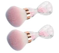 Healvian 2pcs Pink Nail Dust Brush Large Soft Bristle Makeup Brush Manicure Tool