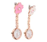 Healvian 2pcs Pocket Watches for Nurses Women with Cherry Blossom Flower Design, Compact and Lightweight Quartz Clocks with Secure Smooth Closure, for Busy Shifts and Clinical Work