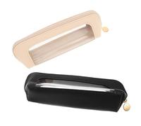 Healvian 2pcs Portable Clear Makeup Brush Bags for Women PU Travel Cosmetic Organizer Pouch with Zipper Lightweight Compact Design with Generous Capacity for Home and Travel Storage