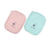 Healvian 2pcs Portable Medicine Bag Durable Reusable Organizer Pouch for Household and Travel Lightweight Convenient Storage for Emergencies in Light Pink