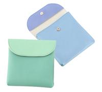 Healvian 2pcs Portable Sanitary Napkin Storage Bag Reusable Small Pouch for Women Multipurpose Period Pad Holder with Compact Design for Travel Outdoor and Daily Use Green Blue