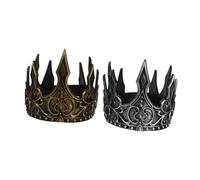 Healvian 2pcs PU Crown Headband for Medieval Cosplay Headdress Set Gold Silver for Parties Weddings Halloween More