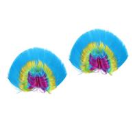 Healvian 2pcs Punk Rock Masquerade Wig Colorful Chicken Design Funny Cosplay Party Accessory for Adults Versatile Costume Wig for Halloween Fancy Dress and Role Playing Events