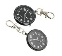 Healvian 2pcs Quartz Pocket Watches Black Zinc Alloy Hanging Watch | Key Buckle Format, Portable Chest Hang Style, Suited for Festival or Birthday Gifting