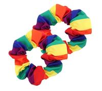 Healvian 2pcs Rainbow Scrunchies Pride Hair Accessories Elastic Striped Ponytail Holders for Girls Boys and Girls Hair Bands