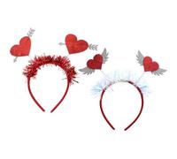 Healvian 2Pcs Red Sequins Heart Headbands Flexible Head Boppers Cupid Costume Hair Accessories for Women Girls Valentine's Day Engagement Wedding Birthday Party