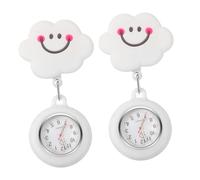 Healvian 2pcs Retractable Nurse Chest Watch with Soft Pull Smiling White Pattern, Hanging Nursing Pocket Watch Set for Students and Exams