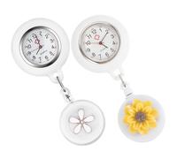 Healvian 2pcs Retractable Nurse Watch Clip-on Fob Watches for Nurses with Sturdy Metal Quartz Construction and Glass Face, Practical Design for Healthcare Professionals