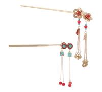 Healvian 2pcs Retro Chinese Style Hair Sticks Coin Floral Hairpins Lightweight Metal Accessories for Women Hanfu Qipao Festivals Weddings Daily Wear