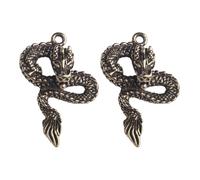 Healvian 2pcs Retro Craft Dragon DIY Adornments Brass Pendants Keychain Hanging Pendant Brass Craft Keychain Decoration for Keyring Chinese Dragon Ornaments for Handmade Decorative