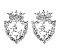 Healvian 2pcs Retro Crown Rhinestone Brooch Pins Metal Horse Shield Lapel Badge for Men Women Versatile Suit Coat Tie Accessory with Detailed Animal Design