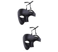 Healvian 2pcs Retro One Eyed for Halloween Cosplay Party Half Face Solid Black Lace Eye Mask for Men and Women Comfortable Material Elegant Vintage Style for Masquerade Balls and Costume