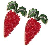 Healvian 2pcs Rhinestone Carrot Brooch Pins for Clothes Hats Jackets Crystal Vegetable Brooches Holiday Jewelry Accessories Lightweight Non-irritating Sparkling Lapel Pins for Women Scarves
