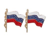 Healvian 2pcs Russian Flag Lapel Pin Brooch with Rhinestone Detailing Lightweight and Fade Resistant Patriotic Badge for Men Women Suitable for Business Meetings Festivals and International