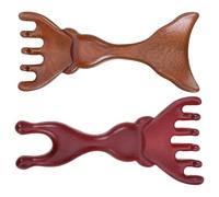 Healvian 2pcs Sandalwood Wood Scalp Comb with Unique Deer Antlers Design Gentle Massage Tool for Hair Face Nose Lymphatic Care Portable Scraping Relaxation Comb for Sensitive Skin