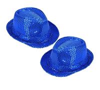 Healvian 2pcs Sequin Top Hat Eve Light Flash Sparkly Birthday Party Fancy Funky Sequined Adult Artificial Magician Swift Stylish Colorful Party Accessory Iridescent