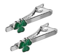 Healvian 2pcs Shamrock Tie Clip for Men, Green Enamel Alloy Lightweight Tie Clasp, Elegant Irish Design, for St Patrick's Day Festival and Wedding Accessories