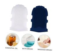 Healvian 2pcs Silicone Massage Gloves Bath Body Scrubber with Massage Bumps for Exfoliating and Relaxing Skin Semi Transparent White and Dark Blue Suitable for All Skin Types and Stress