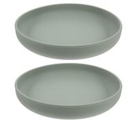 Healvian 2pcs Silicone Suction Plate - Non-Slip Baby Dish Pack Adaptive Bowls Pill-Proof Plate with Suction Cup Base for Kitchen Table Disabled Toddler Green