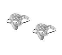 Healvian 2pcs Silver Sparkling Disco Mirror Half Face Masks for Halloween Masquerade Ball Venetian Style Glitter Festival Costume Mask for Adults