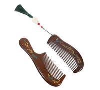 Healvian 2pcs Solid Wood Massage Combs for Women and Men Handmade Wide Tooth Anti-static Scalp Massagers Portable Travel Pocket Hair Supplies Natural Sandalwood Grain Suitable for All Hair