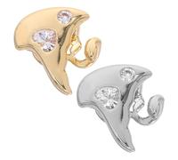 Healvian 2pcs Sparkly Rhinestone Heart Teeth Caps for Men Women Gold Silver Grill Accessories Bling Hip Hop Jewelry for Party Cosplay Stage Performance