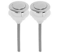 Healvian 2pcs Toilet Tank Buttons Replacement Flush Buttons for Bathroom Water Tank Cover, Abs Material, Single Push Design, Compatible with Single Flush Toilets, Convenient to Use, Silver