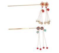 Healvian 2pcs Traditional Chinese Hairpins Coin Flower Motif Lightweight Metal Hair Sticks for Women Hanfu Qipao Festival Wedding Daily Wear Elegant Accessory