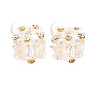 Healvian 2pcs Transparent Shell Hair Jaw Clip with Pearl and Rhinestone Simple Flower Design for Women Durable Hairpin for Parties Weddings and Everyday Use
