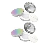 Healvian 2PCS Ultra Thin Iridescent Loose Powder Box with Flip Lid and Stretch Net Durable Abs Compact Containers for DIY Makeup Portable Setting Powder Cases for Travel and Everyday Use