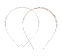 Healvian 2Pcs Unique Double Layer Rhinestone Hair Hoops for Women Lightweight Fashion Hairband Rose Gold and Silver Elegant Hair Accessory for Wedding Party Daily Wear Durable and Chic