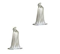 Healvian 2pcs Unisex Silver Hooded Cloak Full Costume Cape for Halloween and Christmas One Fits Comfortable Fit for Role Play Witches Cosplay Stage Dress Up
