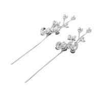 Healvian 2pcs Vintage Chinese Hair Stick Lightweight Butterfly Orchid Hairpin with Fine Brushed Texture Durable Retro Flower Jewelry Design for Hanfu Bridal Party Hairstyles