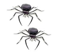 Healvian 2pcs Vintage Rhinestone Spider Brooch Alloy Halloween Lapel Pins with Crystal Bling Durable Insect Badge Jewelry for Suits Hats Bags and Winter Clothing Accessories