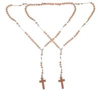 Healvian 2pcs Vintage Rosary Prayer Beads Necklace and Bracelet Set with Pumpkin Beads Cross Design Handmade Braided Rosary Ornament for Catholic Prayer and Daily Wear