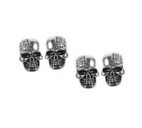 Healvian 2pcs Vintage Skull Rhinestone Earrings Silver Gothic Style Halloween Jewelry for Women Men Distinctive Fashion Studs for Party Work Everyday Wear
