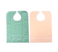 Healvian 2pcs Waterproof Adult Bibs with Catch Pocket Pvc Washable Mealtime Clothing Protectors Dining Aid Aprons for Seniors Men and Women