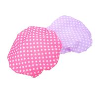 Healvian 2pcs Waterproof Double Layer Shower Cap with Elastic Band, Reusable Bath Hat for Women, Polka Dot Pattern Hair Protection Cap for Long and Short Hair at Home and Travel
