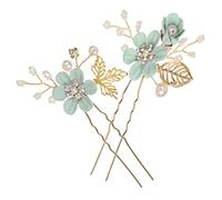 Healvian 2pcs Wedding Bridal Hair Pins Flowers U-shape Hair Clips for Bridal Elegant Headpiece for Bride