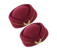 Healvian 2pcs Wheat Ear Hat Flight Attendant Hat Air Hostess Cap for Cosplay Costume Accessories for Women Ladies Plane Stage