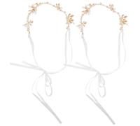 Healvian 2pcs White Floral Wedding Hair Vine Headband Bridal Headpiece with Artificial Flowers Lightweight Comfortable for Women Party Ceremony