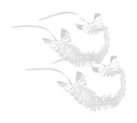 Healvian 2pcs White Lolita Lace Headband for Women Elastic Maid Cosplay Hair Hoop with Cute Kawaii Accessories for Tea Party Halloween Princess Costume and Role Playing