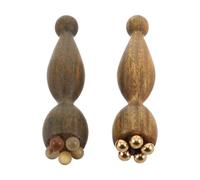 Healvian 2pcs Wooden Eye Massager Stick Set for Face and Neck Acupoint Massage Green Sandalwood Lotus Head and Copper Tip, Facial Relaxation Tool for Eye Care and Stress Relief