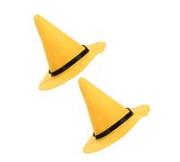 Healvian 2pcs Yellow Felt Wizard Hat for Adults Oversized Bendable Pointed Sorcerer Hat Thick Felt Costume Accessory for Halloween Fantasy Festivals Medieval Cosplay