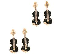 Healvian 2sets 2pcs Creative Violin Brooch Pins Enamel Design Versatile Hat and Lapel Accessories for Clothing Unique Music Lovers Lightweight and Durable Material 2pcs*2