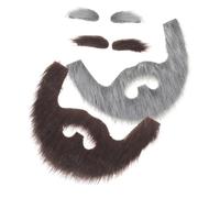 Healvian 2sets Fake Beard Props False Mustache and Eyebrows Costume Beard for Halloween Party Supplies Adult Cosplay Grooming Decorations