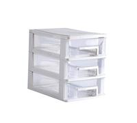 Healvian 3 Layers Desktop Drawer Type Storage Box Plastic Mini Cosmetics Storage Organizer for Tidy Makeup Jewelry Accessories on Dressing Table