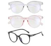 Healvian 3 Pairs Fashion Blue Light Blocking Glasses Computer Anti Blue Light Glasses Lightweight Clear Lens Reading Glasses