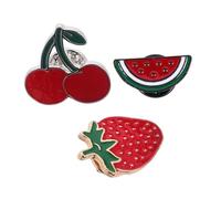 Healvian 3 Pcs Cute Enamel Fruit Brooch Pins Watermelon Strawberry Cherry Colorful Cartoon Badges for Women Boys and Girls Backpacks Jackets Summer Accessories
